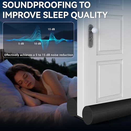 2 Pack Under Door Draft Stopper, Adjustable 30-36 Inch Gap Filler | Dual-sided draft blocker for interior doors; trim-to-fit foam helps reduce drafts, heat loss and noise, no drilling