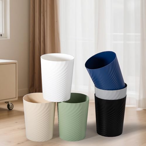 UUJOLY Small Bathroom Trash Can with Bags Garbage Can, 3 Pack, White | Plastic Sturdy Wastebasket Round Bins + 4 Rolls Trash Bags for Bathroom, Kitchen, Laundry, Office, Kids Room, Dorm, 1.8 Gallo