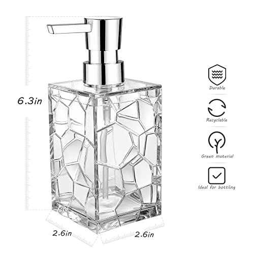 2 Pack Clear Rust Proof Soap Dispenser | Acrylic material for bathroom and kitchen countertops
