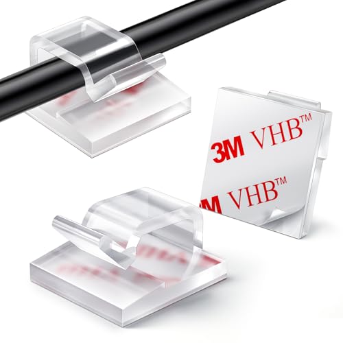 100PCS Cable Clips, Adhesive Wire Clips Strong Cor... (Clear)
