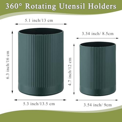 360° Rotating Utensil Holder, 6.3''+4.7'' Plastic... (2.Green)