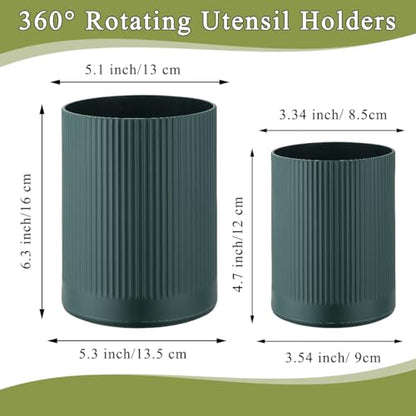 360° Rotating Utensil Holder, 6.3''+4.7'' Plastic... (2.Green)