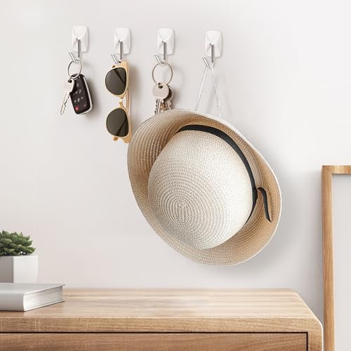Wire Wall 32 Hooks with 36 Strips, Damage Free Adhesive Hooks,Keys,Kitchen | Heavy Duty, 36 Strips, Damage Free Adhesive, For Key Holder, Coat, Door, Shower Hanging