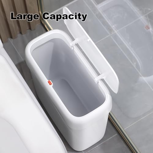 funest Bathroom Small Trash Can with Lid,10L / 2.7 Gallon Slim Garbage Bin Wastebasket with Press Top Lid for Bedroom,Rv,Office,Kitchen,Craft Room