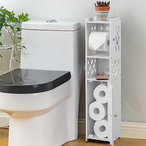 H HUIYKALY Toilet Paper Holder Small: No Drill Bathroom Storage for Renters