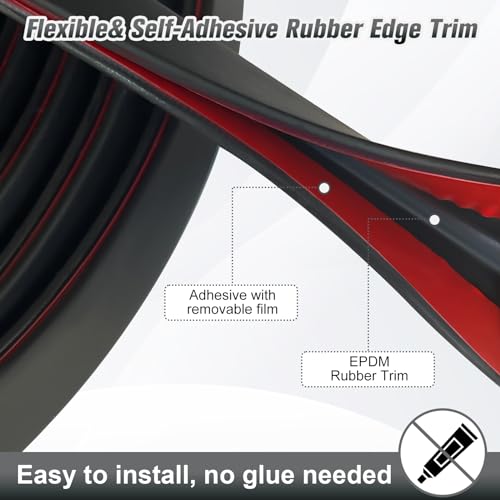 Edge Trim, 1/8" (3mm) Rubber Edge Trim, Black Color, 20Ft | Flexible Self Adhesive U Channel Edge Protector for Glass, Mirror, Plywood, Steel Panel Sharp Edges, U Shaped Peel and Stick