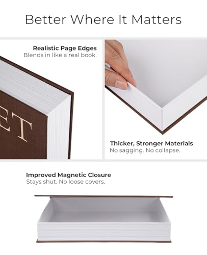 Premium Linen Faux Book Box Set of 2: Aesthetic Book Safe with Hidden Storage for Living Room Console Table & Bookshelf Decor, Home Organizer, Green & Beige, Tallest 10.67in