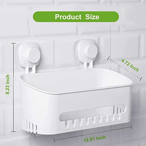 Suction Cup Shower Caddy - No Drilling Removable S... (White | ABS Plastic)