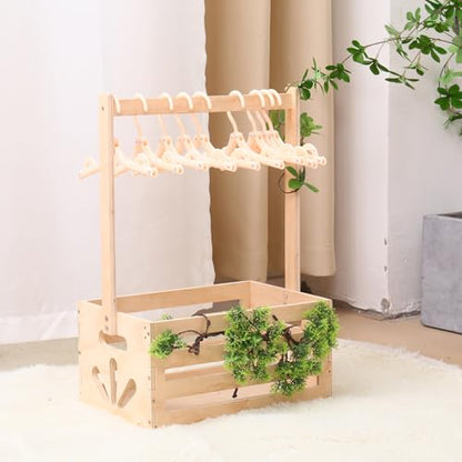 Wooden Baby Shower Crate Closet , Baby Storage nursery Crate Hamper with Handle, Gift Basket for Baby nursery Excluding hangers，Newborn Boy Girl Welcome Gift for New Mom Parents