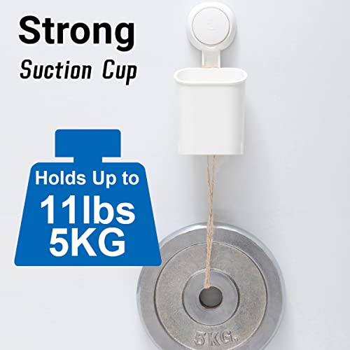 Powerful Suction Cup Toothbrush Holder, Drill-Free Wall Shower Holder for Toothbrush, Toothpaste, Razor, Removable Suction Cup in Shower, Self-draining Kitchen Tableware Organizer, White
