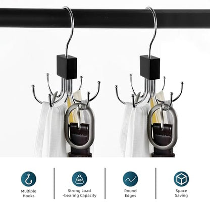 Multi-Purpose Rotatable Belt Hanger & Organizer for Closet - Space-Saving Storage for Belts, Bras, Hats, Tank Tops, Ties, Scarves, and Purses