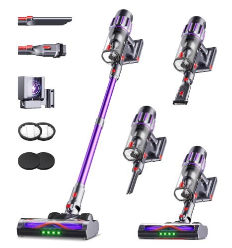 90Mins Cordless Vacuum Cleaner,Upgraded 650W 55KPA Cordless Stick Vacuum with Smart Display,1.8L Cup,V-Shaped Anti-Tangle Brush,Wall Mount Charging,Self-Standing Vacuum Cleaners for Home,Floor,Carpet