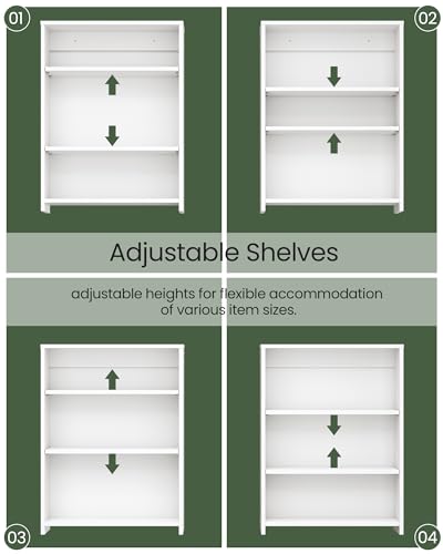 Bathroom Medicine Mirror Cabinet, 17.7'' x 23.6'', Wall-Mounted Bathroom Vanity with Mirror, Bathroom Medicine Cabinet with Storage Function, Hanging Storage Cabinet, Adjustable Shelves, White