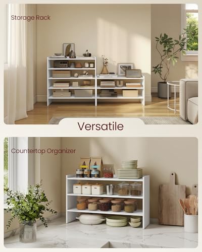 VASAGLE Shoe Rack for Closet, Stackable Organizer Shelf | Stackable Shoe Organizer Shelf for Entryway, 3 Tiers, 11.7 x 32.3 x 21.3 Inches, White, CUSTOS Collection, ULBS061WZ01S