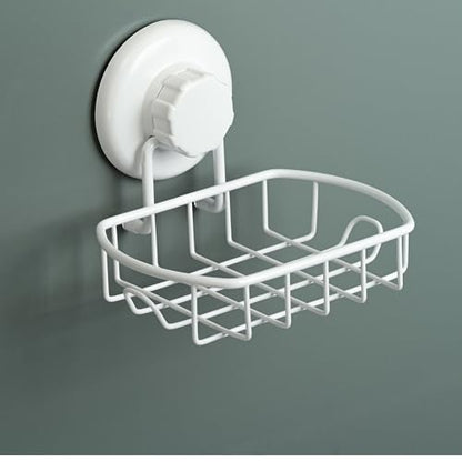 HASKO Suction Cup Soap Dish for Shower Wall, Rustproof Stainless Steel Shower Soap Holder with Hooks for Bathroom, Includes Optional No Drill Adhesive Mount and Soap Savers, 2 Pack, White