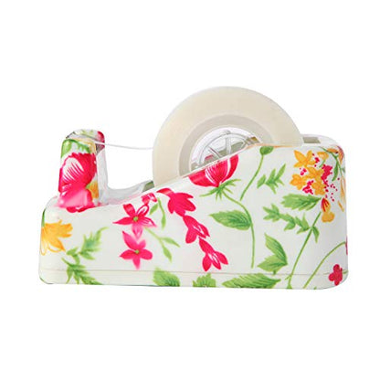 VIBRANZ-LAB Cute Tape Dispenser Desk Cute Home Office Desk Supplies Fun Desk Accessories Floral Tape Dispenser Cute Office Supplies for Women Desk Weighted Non-Skid Non-Slip Base Tape Dispensers