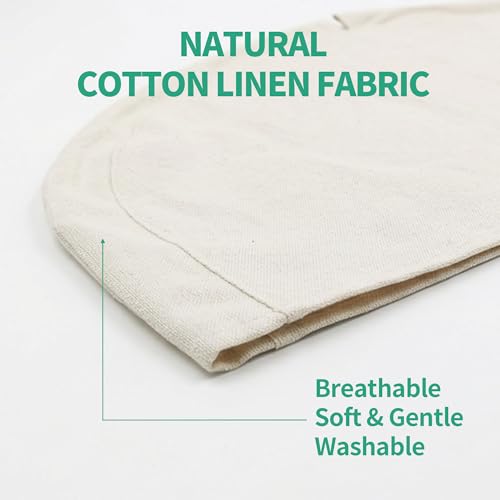 Orynthic 4 Pack Cotton Linen Shoulder Covers, Breathable Garment Cover with Clear Pocket for Hanging Clothes, Suits, Jackets