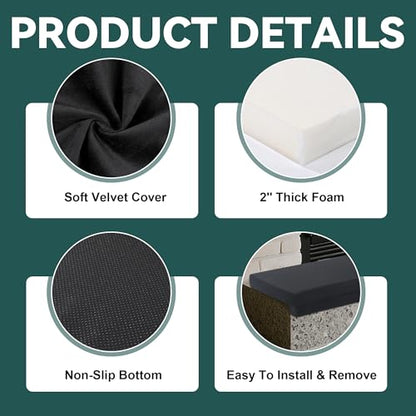 MABOZOO 2-Inch Thick Fireplace Hearth Cushion, 72"x14" Baby Proofing Seat Edge Pad for Child Safety, Soft Fireplace Baby Proofing Bench & Windowsill Protector, Black