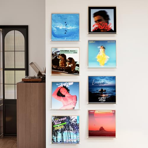 Vinyl Record Wall Mount Shelves, 12 inch Vinyl Holder, 8 Pack | Clear Acrylic Floating Shelves for Album Record Storage Display, Wall Decor, Magazine Rack, Kids Bookshelf, Picture Ledge