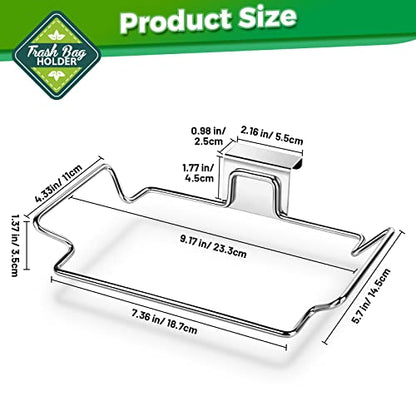 Trash Bag Holder,2 Pack | for Cabinet Door and Cupboards,Stainless Steel,Plastic Bag Holder Under Sink,Use for Kitchen,Bathroom,Camper