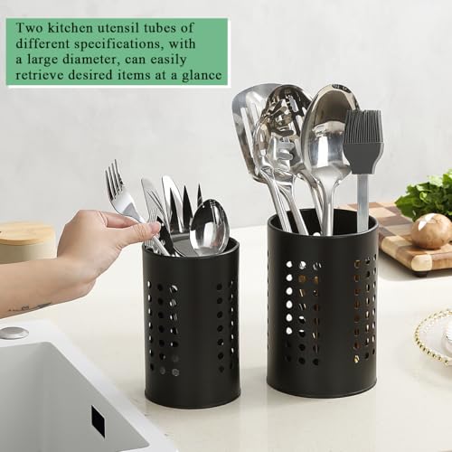 Kitchen Utensils Holder for Counter Top 2 Pieces,... (Black)