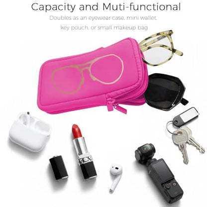 Double Glasses Case Neoprene Pouch Soft Eyeglass Sunglasses Cases With Cleaning Cloth