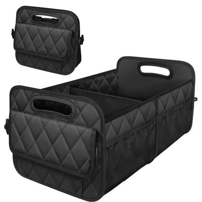 Deosk Car Trunk Organizer and Storage with Reinforced Handles, Waterproof Polyester Trunk Organizer for SUV, Minivan, Truck (Large, Black)