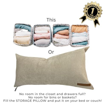 THE STORAGE PILLOW XL zippered storage Pillowcase FILL w Clothes Bedding Blankets to maximize Space - RV Camper Dorm Tiny Home Boat Inside Organization Ideas Accessories - Small Space Storage Solution