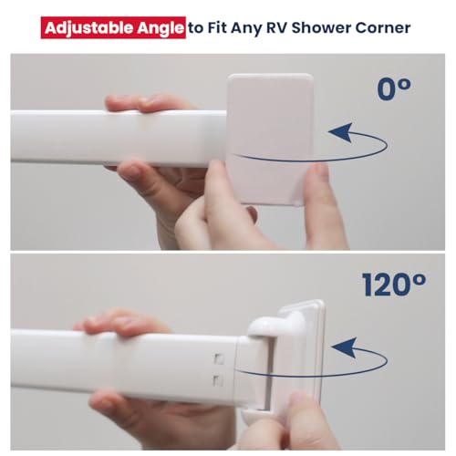 RV Shower Corner Storage Bar, Bathroom Shelf Caddy for Organization | Adjustable 10-15.5'', Aluminum Rod and Plastic End, Pre-attached High-adhesion Pads, Keep Shower Essentials Organized, 2 Pack