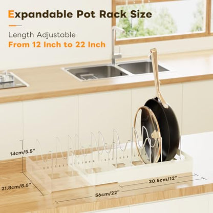 Dayacoco Pots and Pans Organizer Under Cabinet with 10Compartments | Adjustable Pot Lid Holder, Expandable Pan Organizer for Cabinet, Pot Rack for Kitchen Cabinet, Frying Rack, Lid, Cookware
