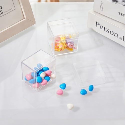 Okllen 36 Pack Acrylic Boxes with Lid, Clear Square Cubes Treat Gift Boxes Candy Storage Container for Candy, Little Trinkets, Jewelry, Party Favor, 2''x2''x2''/5x5x5CM