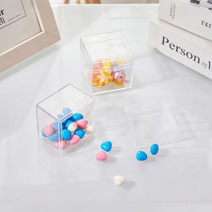 Okllen 36 Pack Acrylic Boxes with Lid, Clear Square Cubes Treat Gift Boxes Candy Storage Container for Candy, Little Trinkets, Jewelry, Party Favor, 2''x2''x2''/5x5x5CM