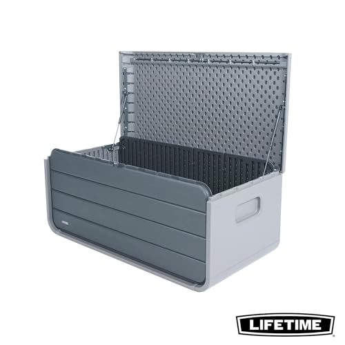LIFETIME 136‑Gallon Modern Deck Box, Outdoor Storage Container, Weather‑Resistant, UV‑Protected, Lockable Lid