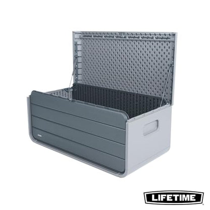 LIFETIME 136‑Gallon Modern Deck Box, Outdoor Storage Container, Weather‑Resistant, UV‑Protected, Lockable Lid