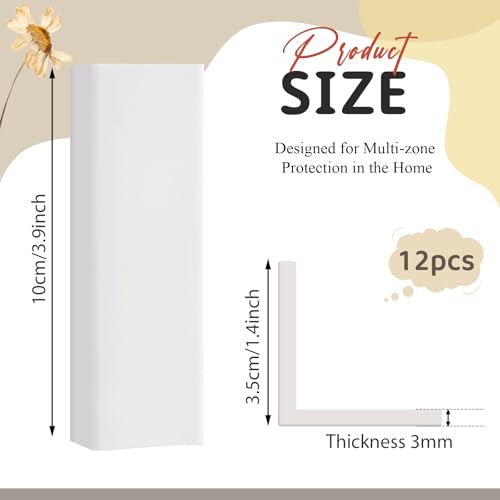 Pangda Baseboard Corners Blocks Self Adhesive Rubber Safety Corner Protectors Proofing Edge Guard Corner Cushion for Wall Furniture Edge(White,12 Pcs)