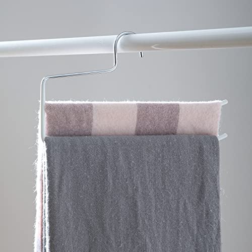 SHIMOYAMA Pants Hangers, 5 Pack, Double Rod Pant Hanger for Jeans, Space-Saving Slack Hangers, Trouser Hangers (White)