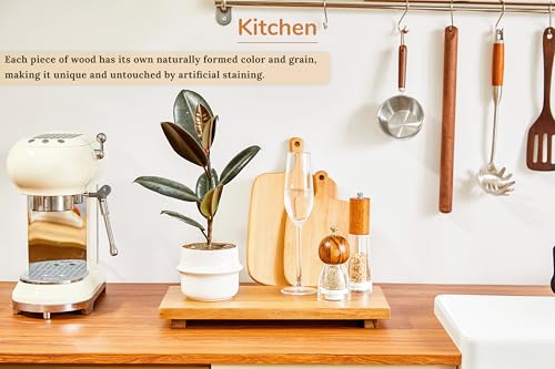 Large 16" Acacia Wood Riser Pedestal Stand for Kitchen Counter | Farmhouse Wood Display Riser for Kitchen and Bathroom Décor - Counter Display, Vanity Tray, Candle Stand | L:16"x8"x1.57"