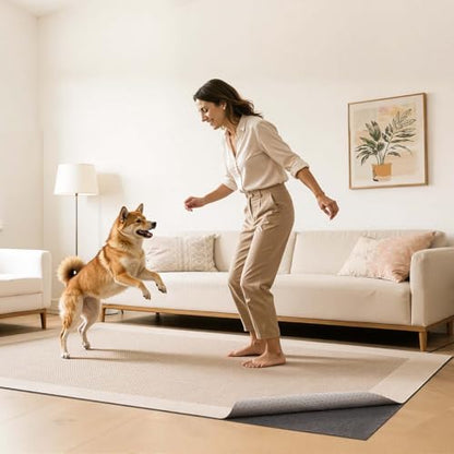 VEVOR Rug Pad 10 x 14 ft, Non-Slip Carpet Area Pad 0.12in Rug Mat Padding with Dual Surface Felt Cushion & Rubber Gripper, Hardwood Floor Protection for All Floors, Finishes, Keeps Carpets in Place