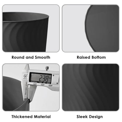 YGJT Small Trash Can, 3 Pack 1.8 Gallons Bathroom Trash Can, Slim Waste Basket, Round Garbage Can, Plastic Trash Bin for Kitchen, Dorm, Bedroom, Office, Living Room, Study, Compact Spaces(Black)