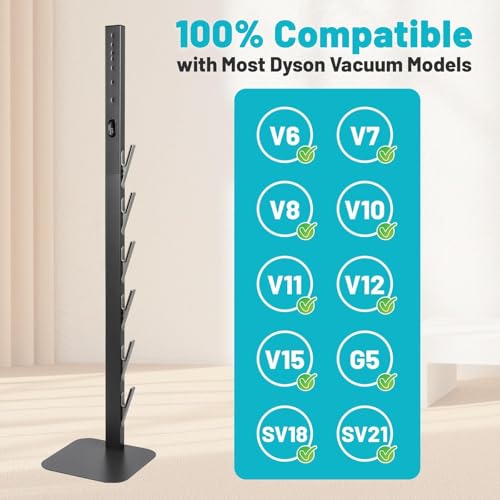 Kukikan Vacuum Stand Holder for Gen5 V8 V15 V12 V11 V10 V7 V6, Metal Floor Docking Station with Built-in Cord Management