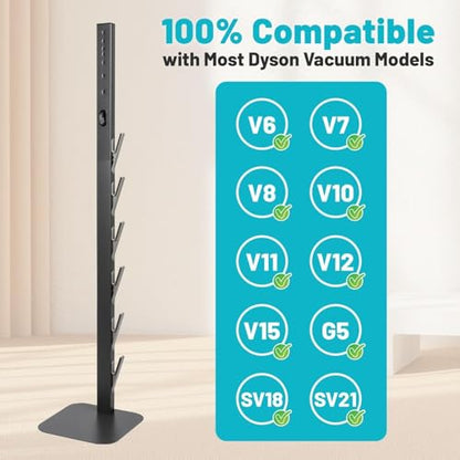 Kukikan Vacuum Stand Holder for Gen5 V8 V15 V12 V11 V10 V7 V6, Metal Floor Docking Station with Built-in Cord Management