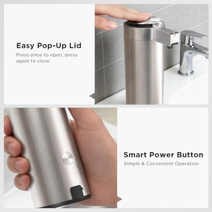 Newise Automatic Soap Dispenser - 9 oz, Rechargeable Touchless Liquid Soap for Kitchen and Bathroom with 3 Adjustable Dispensing Modes, Stainless Steel