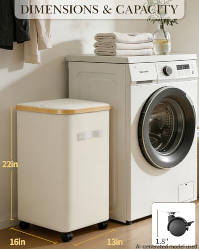 Laundry Hamper with Wheels, 75L Rolling Laundry Basket, Removable Inner Bag | Clothes Hampers for Laundry, Collapsible Dirty Clothes Hamper for Dorm, Bedroom, Bathroom, Laundry Room