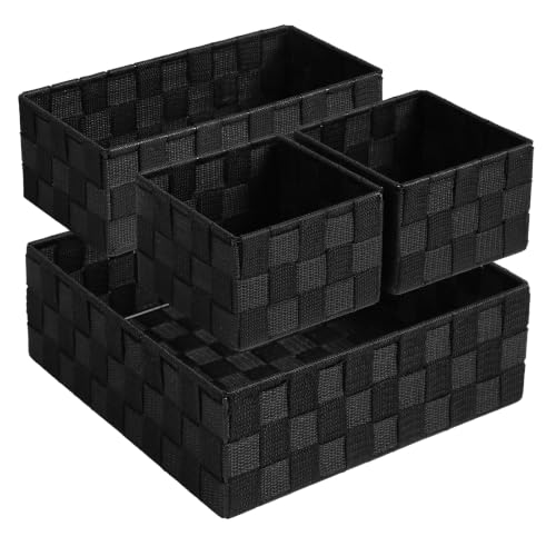 Small Black Baskets Cube Bin Container Tote,Woven...