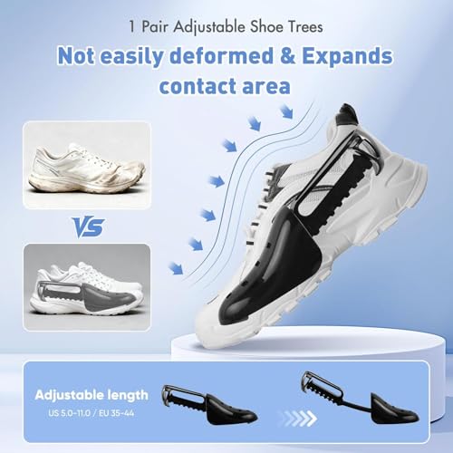 2 Pack XXL Shoe Washing Machine Bag, 700 GSM Heavy Duty Shoes Cleaning Bag with Anti-Tangle Mesh Pocket, 2 Adjustable Shoe Trees Keep Shape, Reusable Sneaker Laundry Bag for Frequent Wash, White