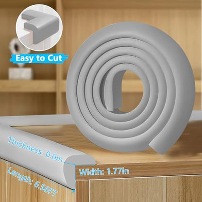 ZOMPAGO Foam Baby Edge Protector Strip Furniture Safety 1.8inx6.56FT（Grey） | Foam material, edge & corner protective,fit table wall bed frame,anti-collision,infant baby proofing,soft shock absorption