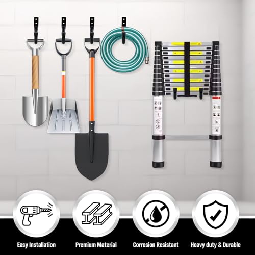 Heavy Duty Garage Storage Hooks, 12-piece Bike Hooks for Garage Wall, Utility Garage Hooks, Wall Mount J Hook for Hanging, Large Metal Storage Organizer Tool, Extension Cord Hanger