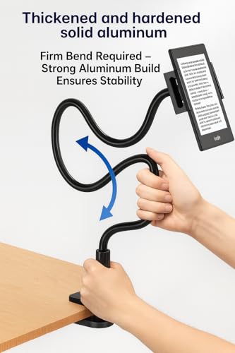 Kindle Holder with Remote Page Turner | Hands-Free Stand for Reading in Bed or Desk – Compatible with Kindle Paperwhite, Oasis, iPad, iPhone, and More | Fits Devices from 4.5” to 10”