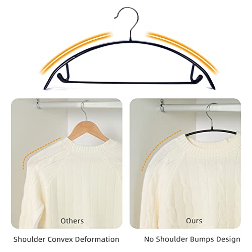 Nature Smile Non Slip PVC Coating Sweater Hangers,Dress Suit Coat Hangers,Shoulder Bump Free Golf T Shirts Clothes Hangers (Black Color 20 Pack)