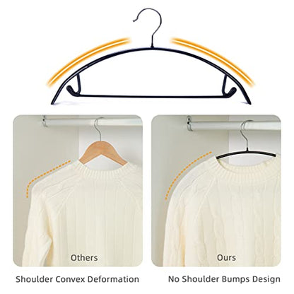 Nature Smile Non Slip PVC Coating Sweater Hangers,Dress Suit Coat Hangers,Shoulder Bump Free Golf T Shirts Clothes Hangers (Black Color 20 Pack)